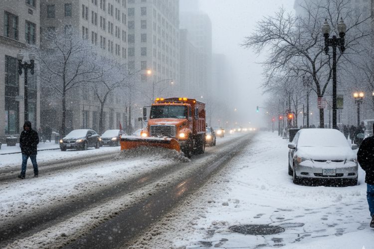Snowy Chicago Street